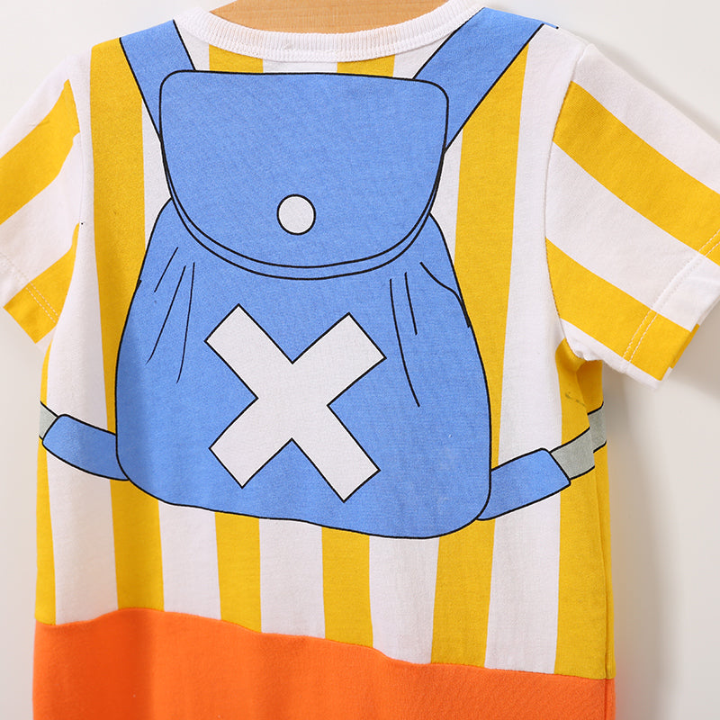 Baby Boys Cartoon Cosplay Outfit, Knitted Cotton Onesie, Toddler Costume, Short Sleeve Infant Clothes