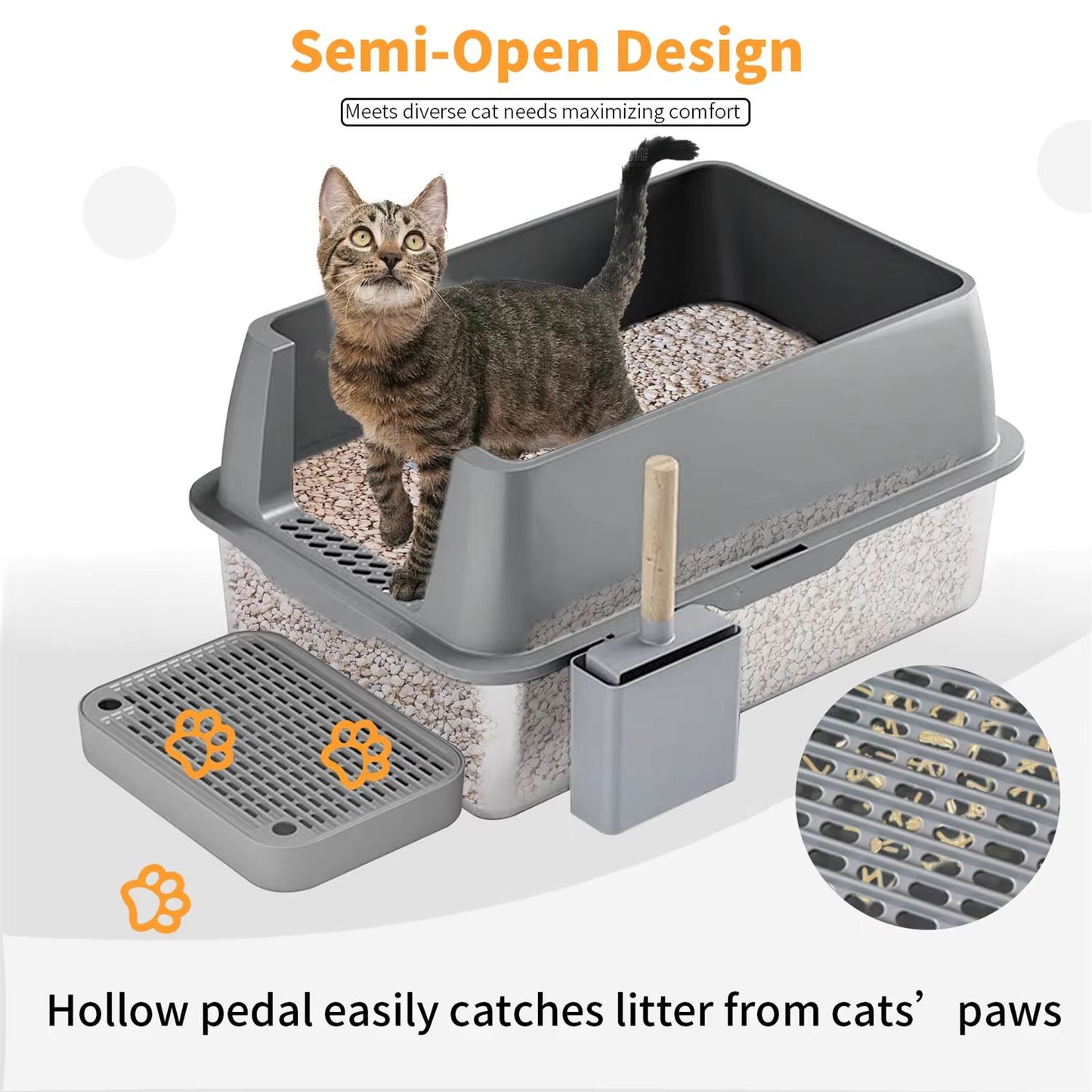 Premium Enclosed Stainless Steel Cat Litter Box With Lid  Extra Large OdorResistant Metal Tray For  4