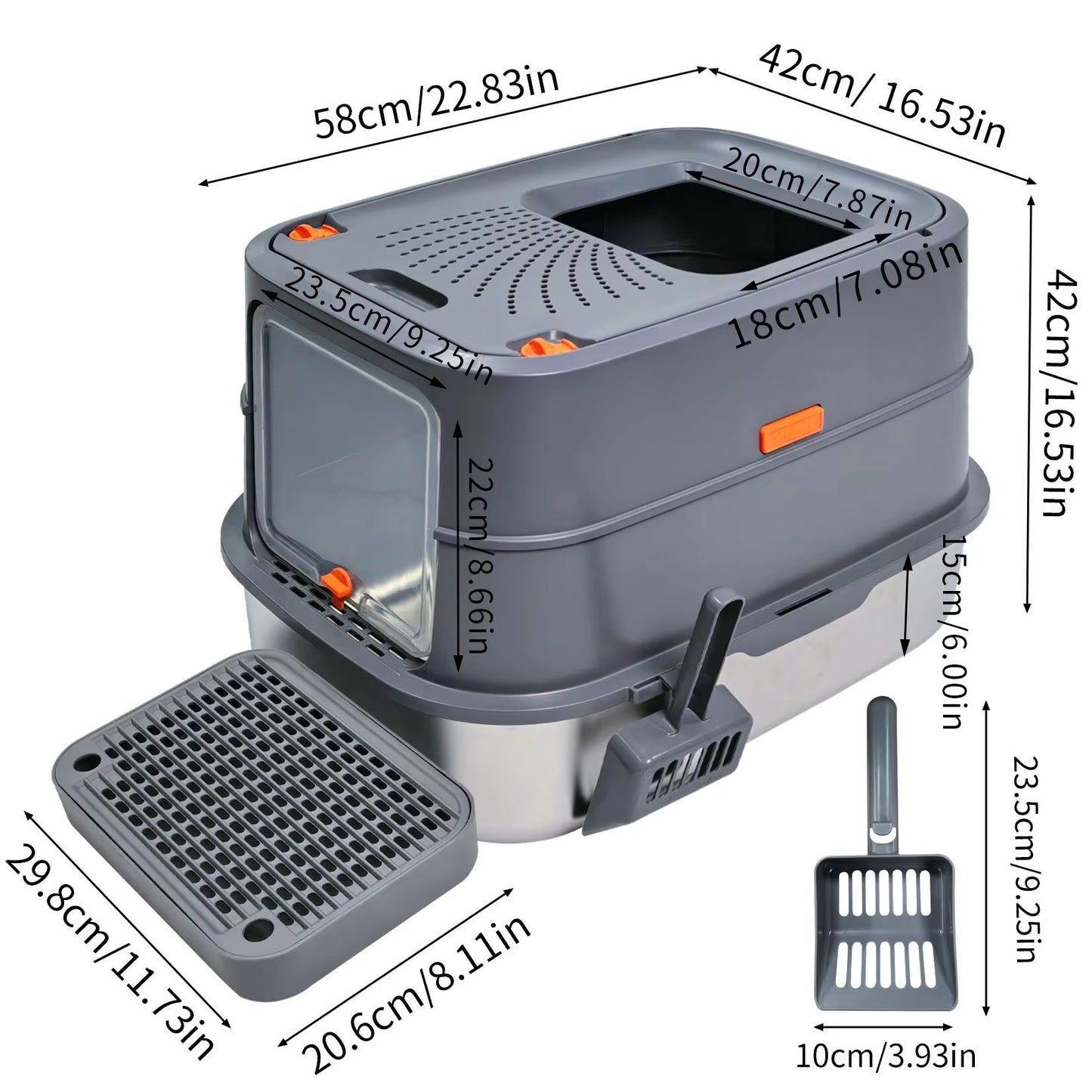 Premium Enclosed Stainless Steel Cat Litter Box With Lid  Extra Large OdorResistant Metal Tray For  7