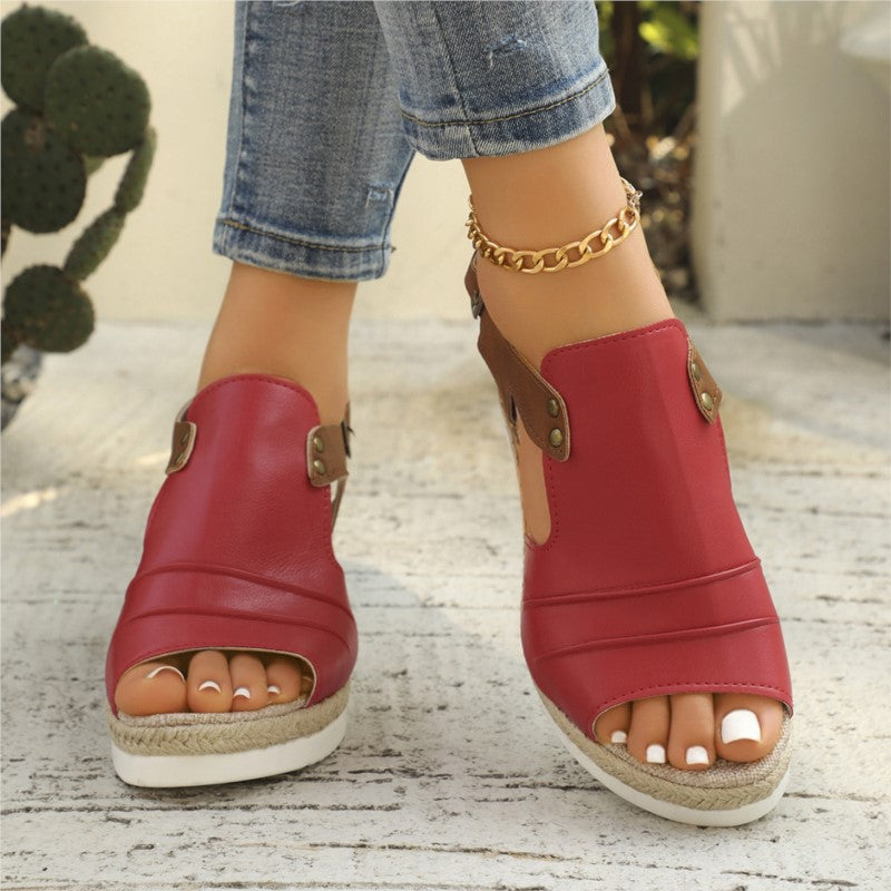 Elegant Womens Wedge Walking Shoes Sandals Breathable Retro Summer Party Sandals For Women 3