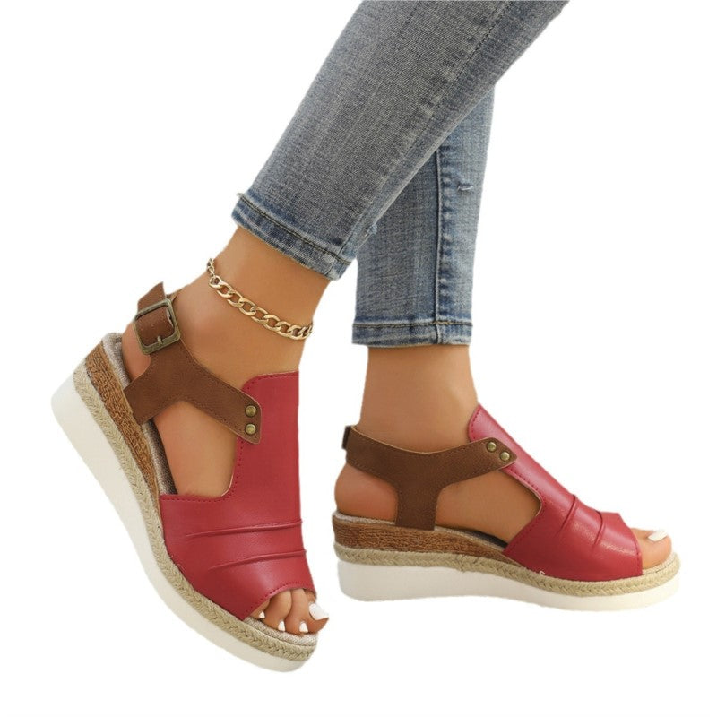 Elegant Womens Wedge Walking Shoes Sandals Breathable Retro Summer Party Sandals For Women 5