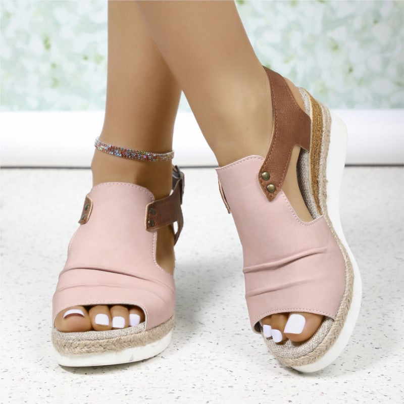 Elegant Womens Wedge Walking Shoes Sandals Breathable Retro Summer Party Sandals For Women 1