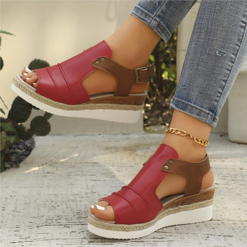Elegant Womens Wedge Walking Shoes Sandals Breathable Retro Summer Party Sandals For Women 7