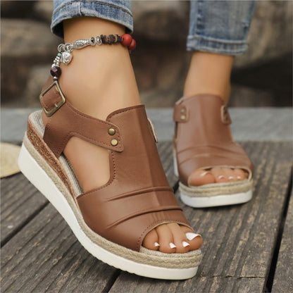 Elegant Womens Wedge Walking Shoes Sandals Breathable Retro Summer Party Sandals For Women 8
