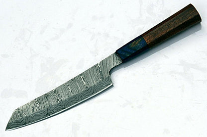 Premium Damascus Steel Chef Knife | 8 Inch Handmade Santoku with Pakka Wood Grip