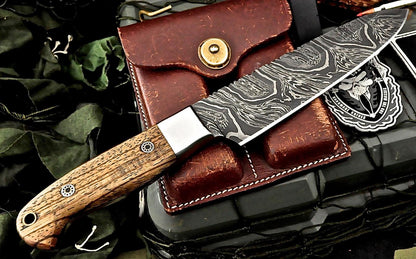 Artisan Damascus Steel French Chef Knife | 512 Layers Firestorm Pattern | Exotic Wood Handle
