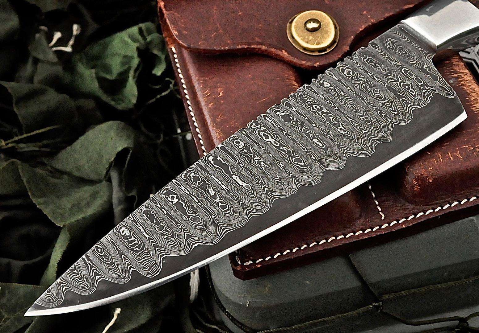 Custom Forged Damascus Kitchen Knife  Zebrawood Handle  Handcrafted Small Chef Knife 1