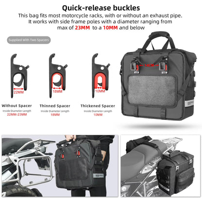 Rhinowalk Waterproof Motorcycle Saddle Bag  Expandable 25L32L Side Pannier With Quick Release And 3 3