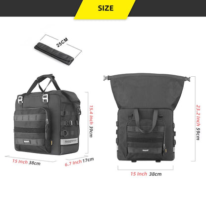 Rhinowalk Waterproof Motorcycle Saddle Bag  Expandable 25L32L Side Pannier With Quick Release And 3 6