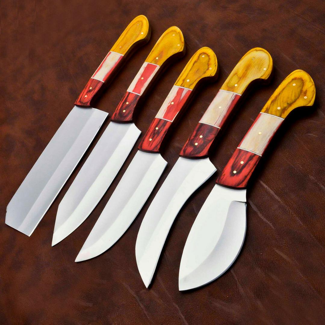 Hand Forged D2 Chef Knife Set – Pakka Wood Handle Kitchen Collection