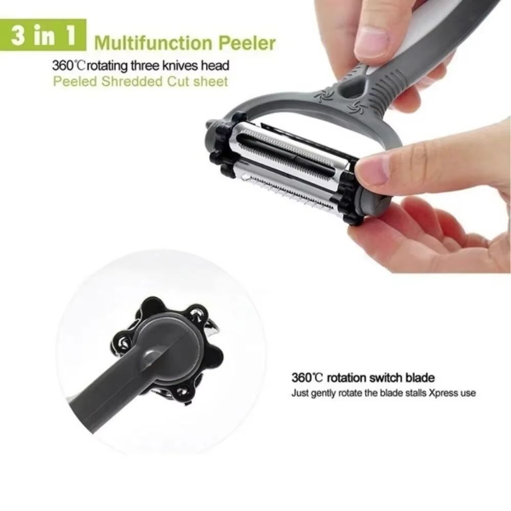 3in1 Multifunctional Rotary Peeler  360 Swivel Vegetable  Fruit Peeler Cutter And Slicer 1