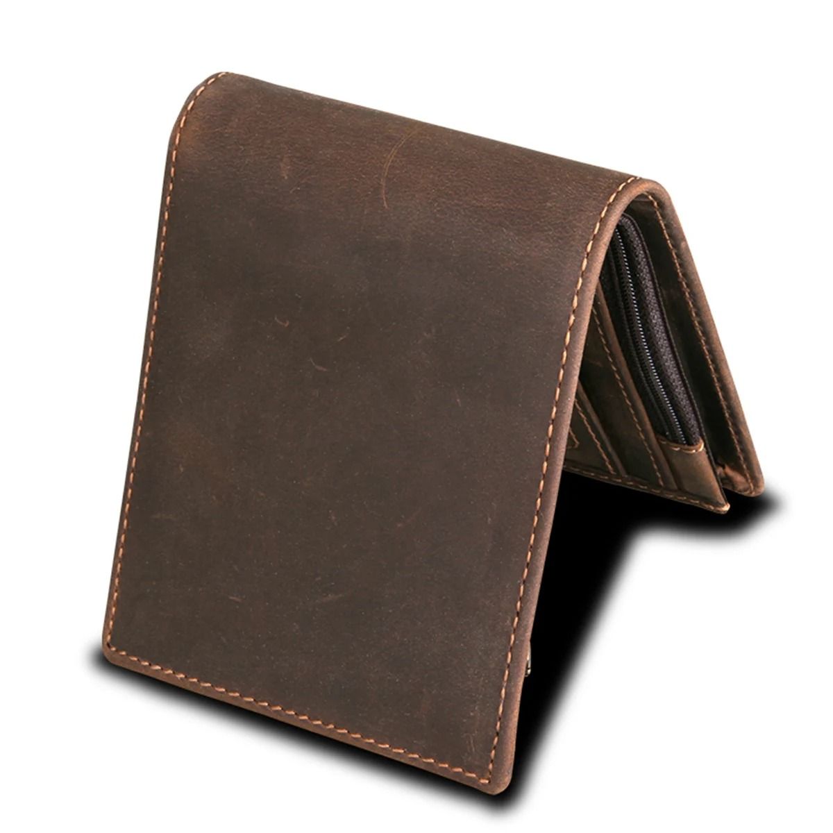 Vintage Oil Wax Leather Wallet With RFID Blocking 2