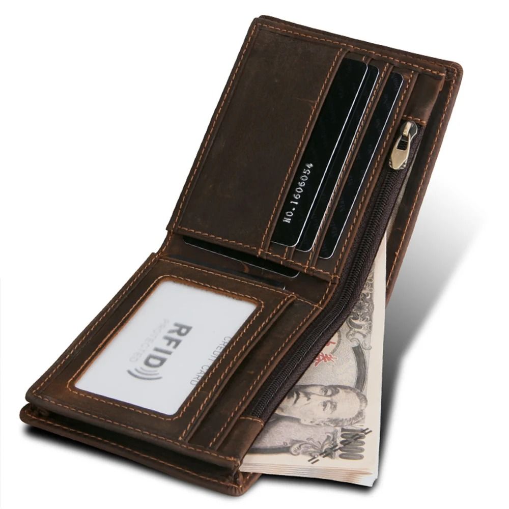 Vintage Oil Wax Leather Wallet With RFID Blocking 3