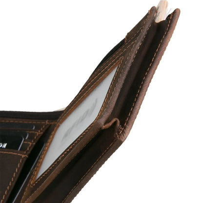 Vintage Oil Wax Leather Wallet With RFID Blocking 4
