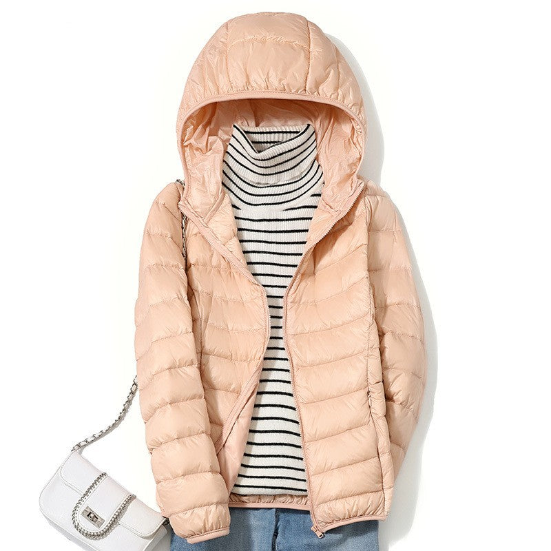Women Fashion Short Puffer Jackets, Ultralight Thin Packable Coats,Sweet Style Down Outerwear