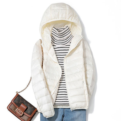 Women Fashion Short Puffer Jackets, Ultralight Thin Packable Coats,Sweet Style Down Outerwear