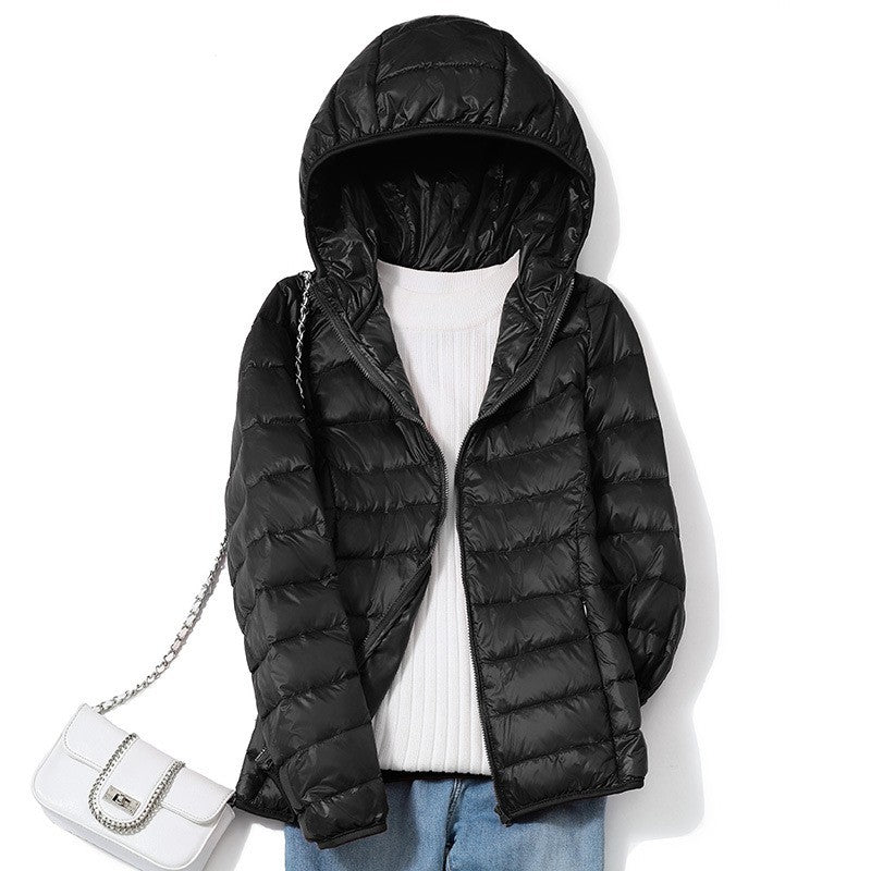 Women Fashion Short Puffer Jackets, Ultralight Thin Packable Coats,Sweet Style Down Outerwear