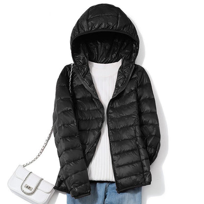 Women Fashion Short Puffer Jackets, Ultralight Thin Packable Coats,Sweet Style Down Outerwear