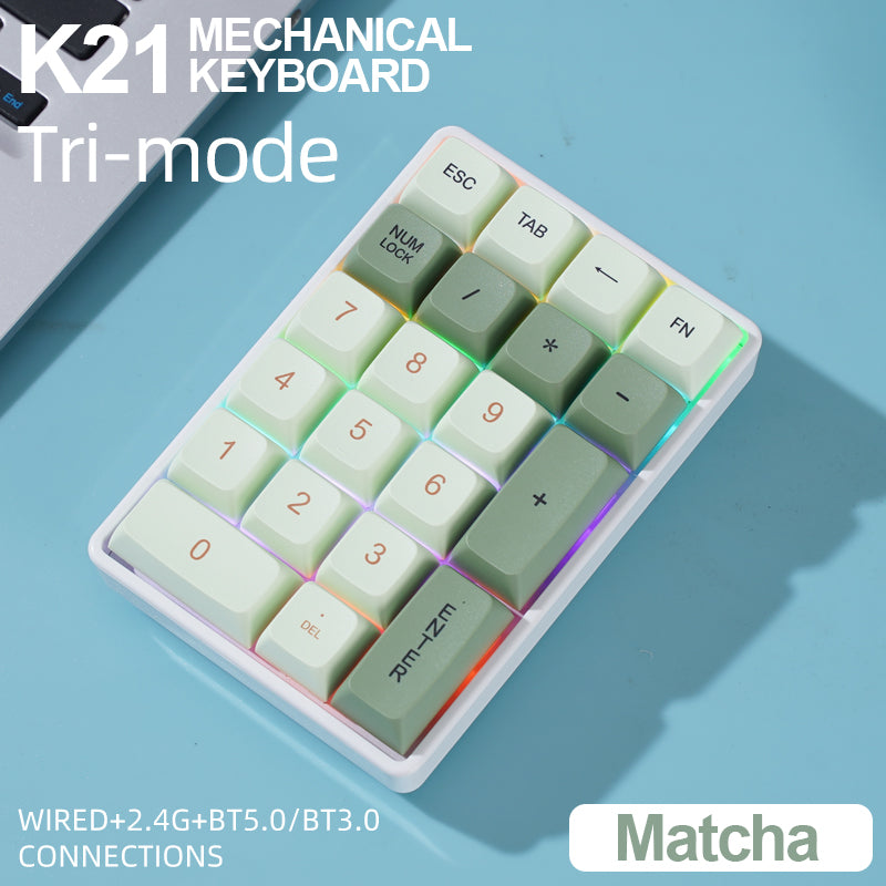ATTACK SHARK Mini Keypad For Finance K21 Wireless Numric Keypad Mechanical HotSwap Bluetooth Trimod 5