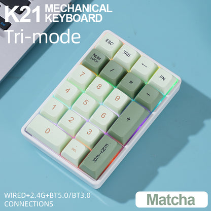 ATTACK SHARK Mini Keypad For Finance K21 Wireless Numric Keypad Mechanical HotSwap Bluetooth Trimod 5