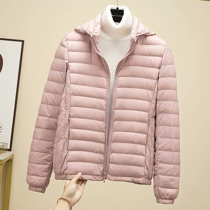 New Women Ultralight Down Jacket Removable Hood White Duck Down Thin Winter Outwear Portable Storag 1