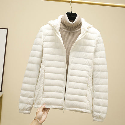 New Women Ultralight Down Jacket Removable Hood White Duck Down Thin Winter Outwear Portable Storag 3