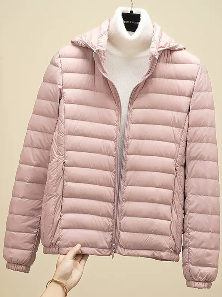 New Women Ultralight Down Jacket Removable Hood White Duck Down Thin Winter Outwear Portable Storag 6