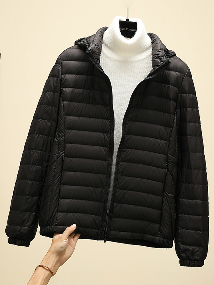 New Women Ultralight Down Jacket Removable Hood White Duck Down Thin Winter Outwear Portable Storag 9