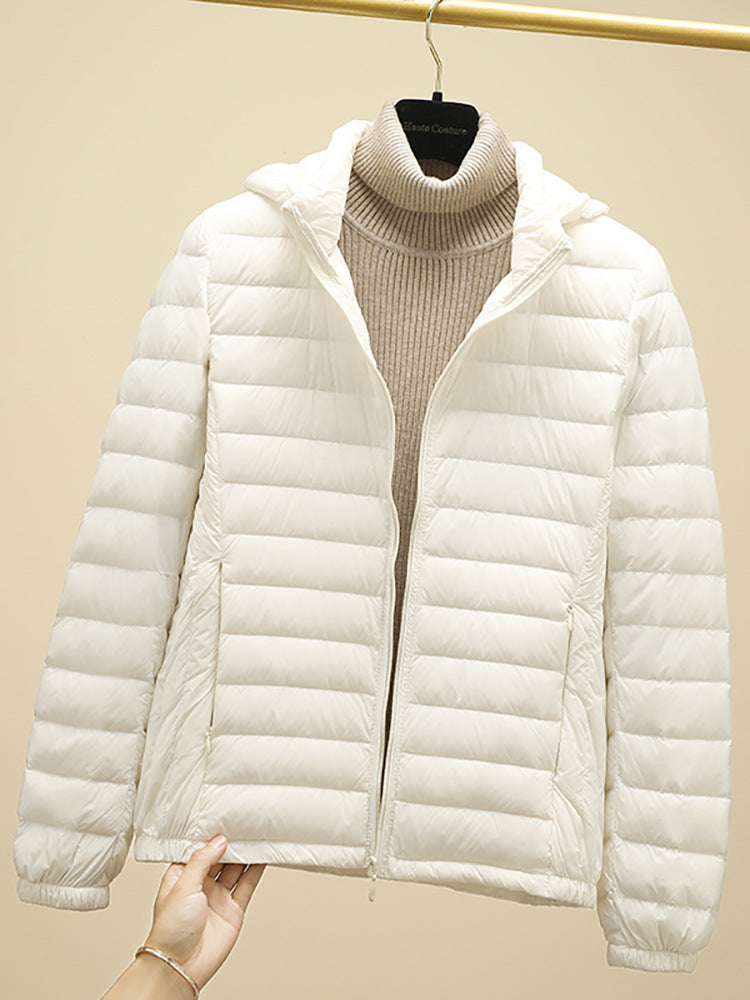 New Women Ultralight Down Jacket Removable Hood White Duck Down Thin Winter Outwear Portable Storag 12