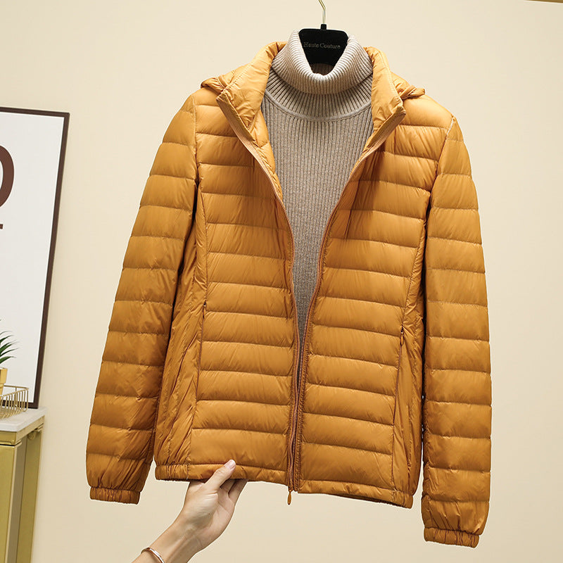 New Women Ultralight Down Jacket Removable Hood White Duck Down Thin Winter Outwear Portable Storag 10