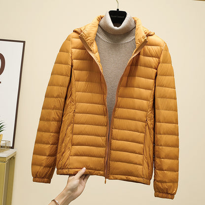 New Women Ultralight Down Jacket Removable Hood White Duck Down Thin Winter Outwear Portable Storag 10