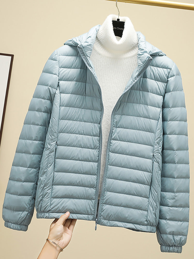 New Women Ultralight Down Jacket Removable Hood White Duck Down Thin Winter Outwear Portable Storag 13
