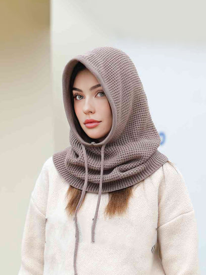 One-Piece Knit Balaclavas, A Women Winter Beanie Hats, Mask Neck Circle Scarf Ski Snow Hat for Outdoor sports