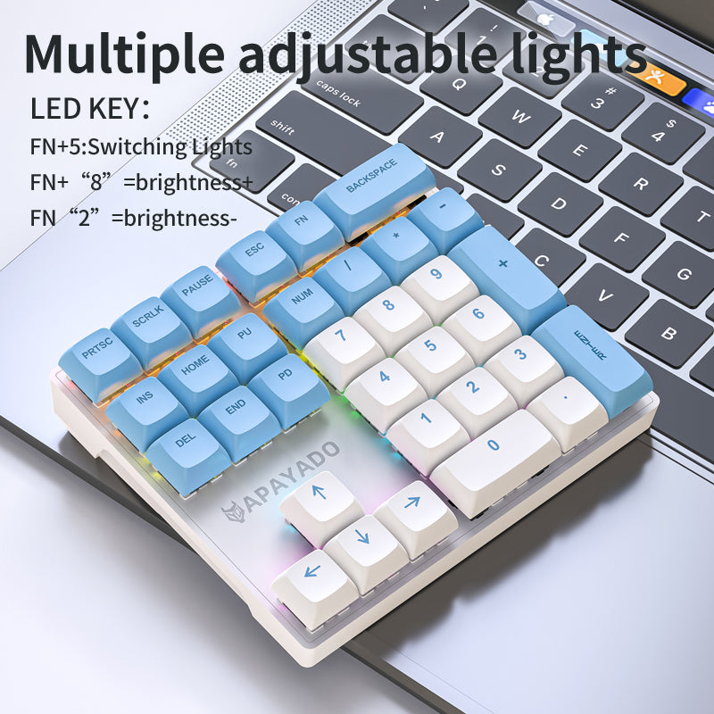 33 Key Mini Numeric Keypad RGB Backlit Mechanical Number Pad Blue Shaft PBT Keycaps Compact USB Key 2