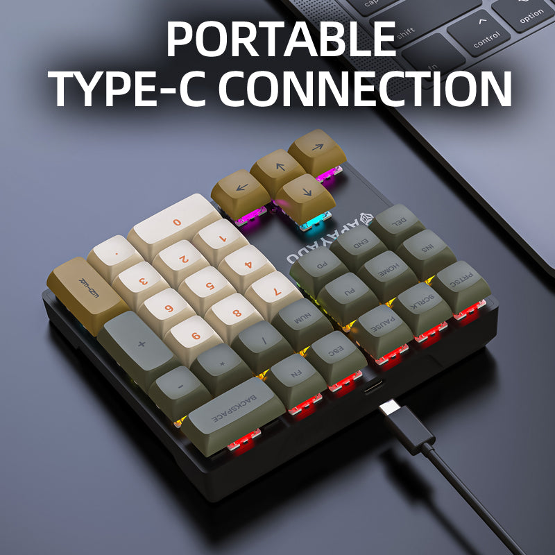 33 Key Mini Numeric Keypad, RGB Backlit Mechanical Number Pad, Blue Shaft PBT Keycaps, Compact USB Keyboard for Business