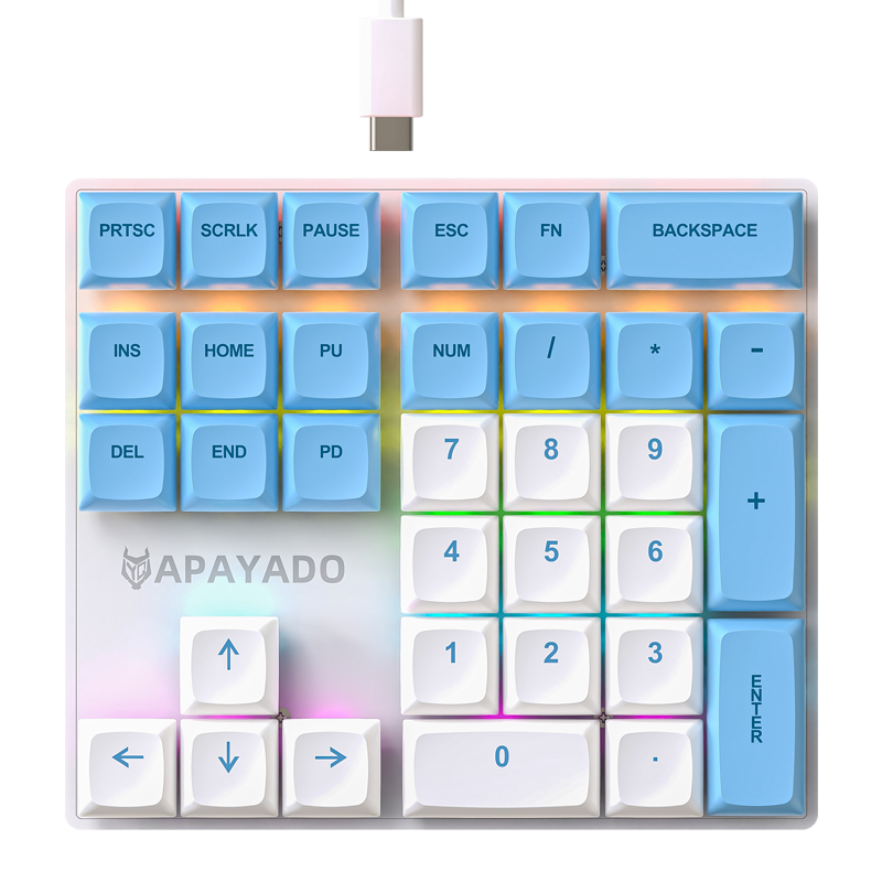 33 Key Mini Numeric Keypad RGB Backlit Mechanical Number Pad Blue Shaft PBT Keycaps Compact USB Key 3