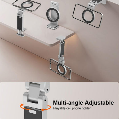 Essentials Flexible Rotation Magsafe Phone Stand, Universal Foldable Magnetic Holder, Airplane Travel Mount for iPhone