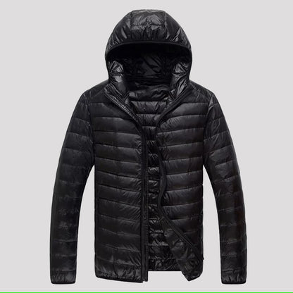 Lightweight Winter Down Jacket for Men, Ultra Light Packable Puffer, Padded Hooded Coat, Breathable