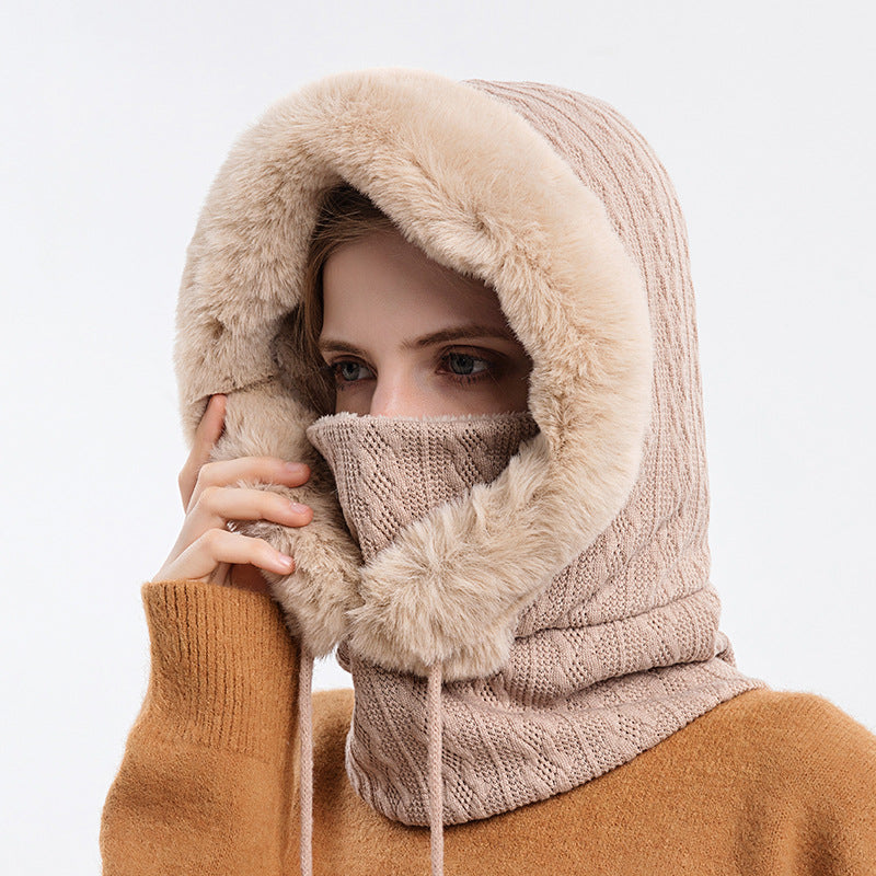 Breathable Winter Solid Color Beanie 1pc Womens Knitting Hat Balaclava Warm Neck Scarf With Face Ma 4