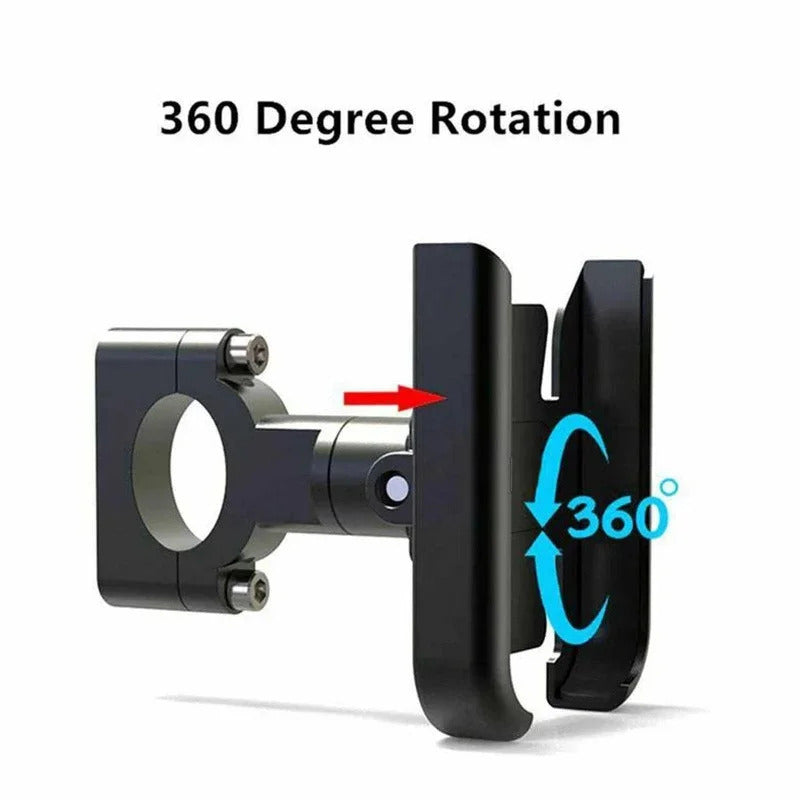 360 Rotatable Motorcycle Phone Holder, Aluminum Alloy Rearview Mirror Mount, Secure Adjustable Bracket for Mobile Device