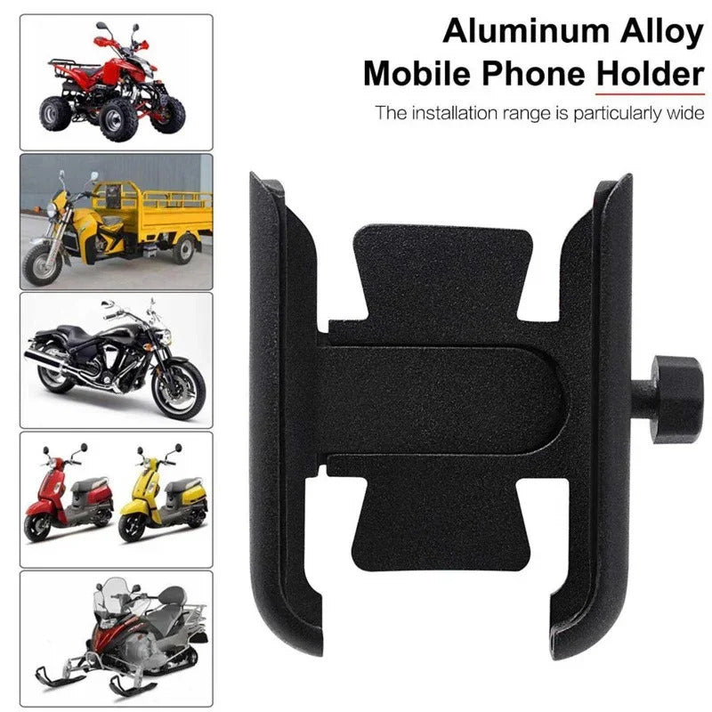 360 Rotatable Motorcycle Phone Holder, Aluminum Alloy Rearview Mirror Mount, Secure Adjustable Bracket for Mobile Device