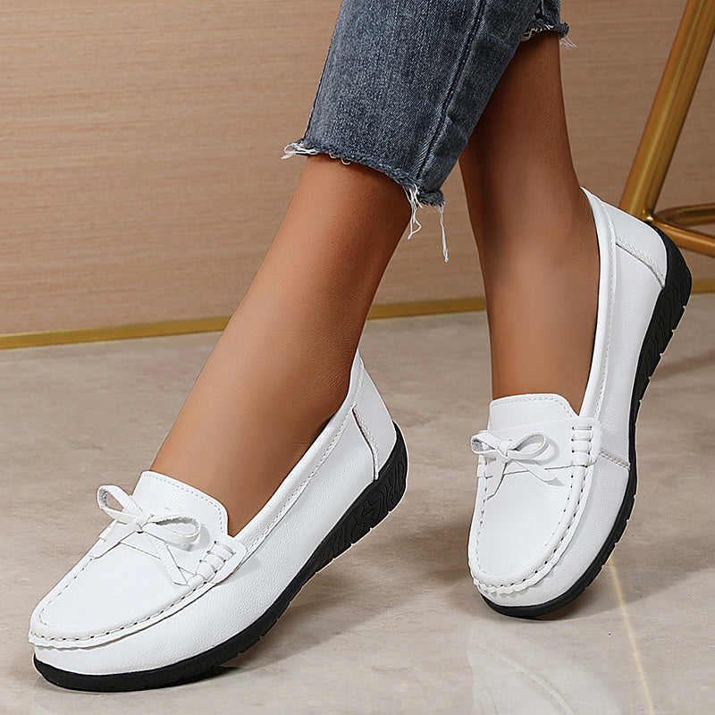 Lightweight Women Flats Bowtie Womens Loafers Nurse Shoes Slip On Ballet Flats For Women Elegant Co 2