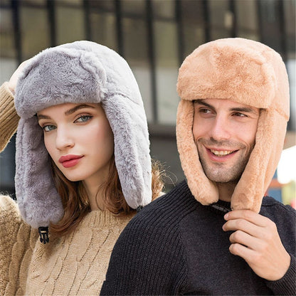 Warm Winter Hat for Men Women, Thick Plush Russian Ushanka, Trapper Snow Cap with Earflap Bonnet
