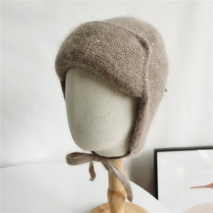 Angora Knit Women Hat Winter Earflap Warm Beanie Outdoor Autumn Skiing Accessory For Teenagers 1