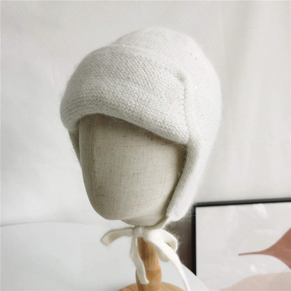 Angora Knit Women Hat Winter Earflap Warm Beanie Outdoor Autumn Skiing Accessory For Teenagers 3