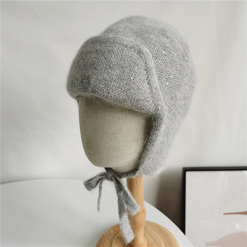 Angora Knit Women Hat Winter Earflap Warm Beanie Outdoor Autumn Skiing Accessory For Teenagers 7