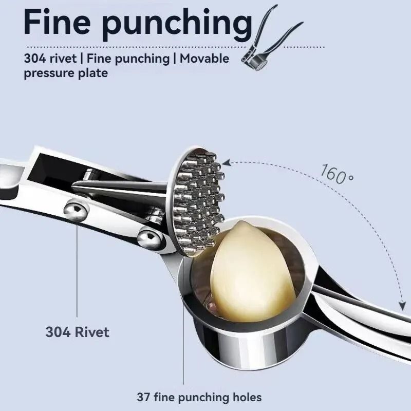 Garlic Press Clip Manual Zinc Alloy Stainless Steel 3