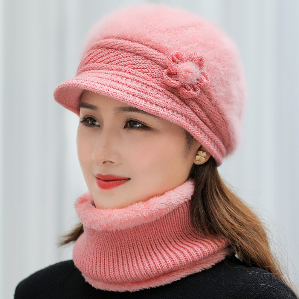 Plush Fur Lined Hat  Scarf Warm Set Hot Sale Women Winter Hat Keep Warm Cap 3