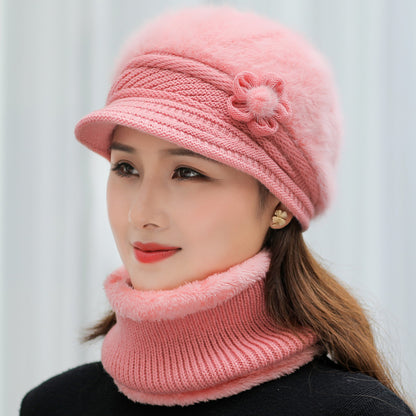 Plush Fur Lined Hat  Scarf Warm Set Hot Sale Women Winter Hat Keep Warm Cap 3