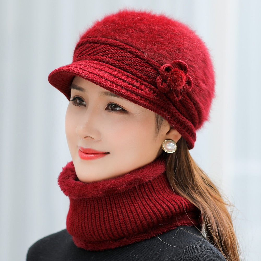 Plush Fur Lined Hat  Scarf Warm Set Hot Sale Women Winter Hat Keep Warm Cap 4